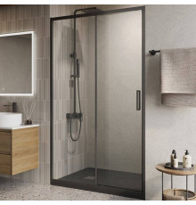 Душевая дверь в нишу BelBagno Luce BF-1-120-C-NERO профиль матовый черный, стекло прозрачное