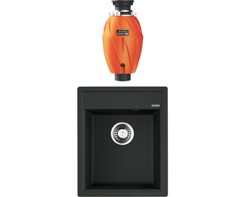 Комплект Мойка кухонная Omoikiri Daisen 42-BL черная + Измельчитель Nagare 1000
