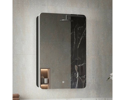Зеркало-шкаф Reflection Black 60, черное soft touch, с подсветкой
