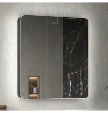 Зеркало-шкаф Reflection Black 80, черное soft touch, с подсветкой