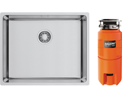 Комплект Мойка кухонная Omoikiri TADZAVA 54-U/I-IN ULTRA 15 нержавеющая сталь + Измельчитель Nagare slim 500