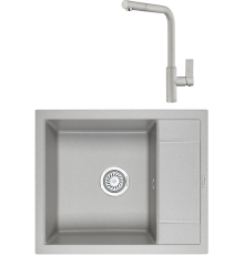 Комплект Мойка кухонная KRONA Flugel WR600-500 1 60х50 см, gray + Смеситель Wasser H300 1 gray