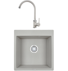Комплект Мойка кухонная KRONA Quadrat W510-520 1 51х50 см, gray + Смеситель Wasser H265 1 gray