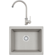 Комплект Мойка кухонная KRONA Quadrat W550-460 1 55х46 см, gray + Смеситель Wasser H265 1 gray