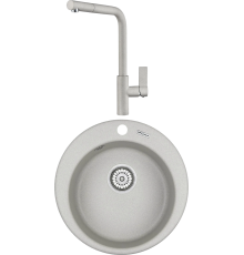 Комплект Мойка кухонная KRONA Runde D475 1 47,5 см, gray + Смеситель Wasser H300 1 gray