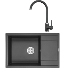 Комплект Мойка кухонная KRONA Flugel WRL780-500 1 78х50 см, black + Смеситель Wasser H265 1 black