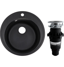 Комплект Мойка кухонная Alcora Асоль 5493S-5 черная, с сифоном + Измельчитель Bone Crusher BC 810-SL Slim Line