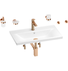 Комплект Wellsee FreeDom 201007064 глянцевый белый, розовое золото, 9 в 1
