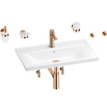 Комплект Wellsee FreeDom 201007089 глянцевый белый, розовое золото, 9 в 1