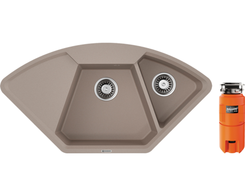 Комплект Мойка кухонная Omoikiri Yonaka 98-C бежевая + Измельчитель Nagare slim 500