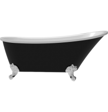 Акриловая ванна Teymi Iva T130123 160x70 см, отдельностоящая, овальная, с ножками, со сливом-переливом, с донным клапаном, черная, матовая