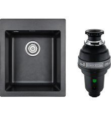 Комплект Мойка кухонная Paulmark Kante 40 PM104249-BL черный + Измельчитель Bone Crusher BC 1000-AS