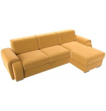 Угловой диван Лига Диванов Лига-025 R, микровельвет желтый