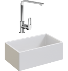 Комплект Мойка кухонная Domaci Сиена 50276-101 белый глянец + Смеситель STWORKI HDA3338XH