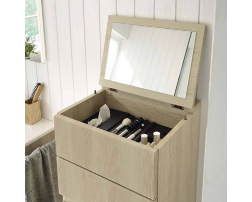 Burgbad Bel Шкаф 40х35х98см., подвесной, створка с зеркалом, открывающаяся наверх, 1 ящик, бельевая корзина, цвет: Frassino Dekor Cappuccino. UHHC040 F3160