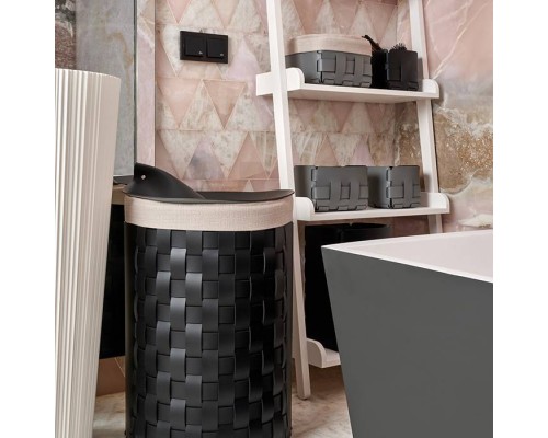 ADJ Корзинка Mini Bottega, 12x19xH13 см., цвет: серый/черный. 1012.03/01