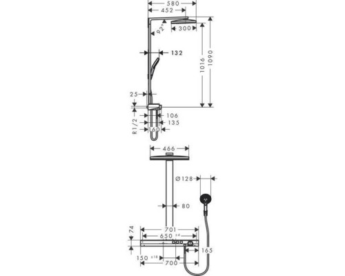 Hansgrohe Rainmaker Select 460 Showerpipe, Душевая стройка, с термостатическим смесителем, верхний душ 46х30см., цвет: хром. 27109400 Hansgrohe Rainmaker Select 460 Showerpipe, Душевая стройка, с термостатическим смесителем, верхний душ 46х30см., цвет: хром. 27109400