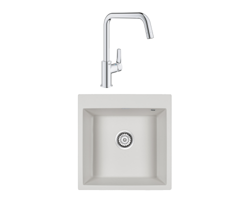 Комплект Мойка Paulmark Kante 50 PM105152-WH белый + Смеситель Grohe Eurosmart
