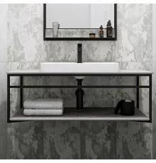 Консоль с раковиной Kerama Marazzi Plaza Next 120 подвесная, с раковиной PLR.wbi.55.1, черная матовая, серый камень