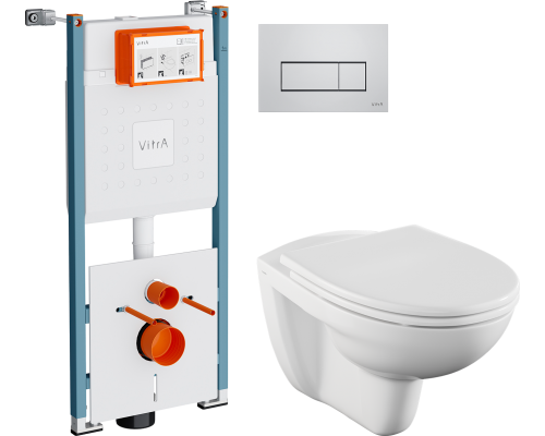 Комплект Унитаз подвесной Norm Fit 6855B099-1777 + Крышка VitrA Norm 84-003-749 с микролифтом + Инсталляция V-Fix Core 732-5800-01PV
