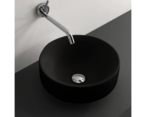 Kerasan Cento Раковина 45 см, без отв., круглая, без перелива, накладная/встраиваемая, цвет: черный матовый. 355731 Nero matt *0