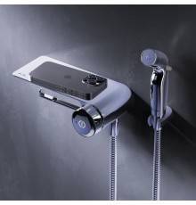 F0H85A800 Смеситель TouchReel, монтируемый в стену с гигиеническим душем и полкой