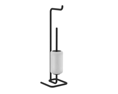 Gessi Goccia Стойка 61.4см., с держателем для туалетной бумаги и ершиком, напольная, цвет: черный/белый. 38067#099
