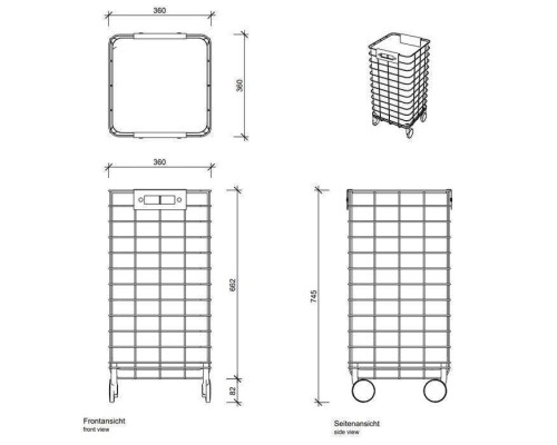 Decor Walther WR 1 Корзина для белья 35x35x75см, напольная, цвет: хром / белый. 0613750