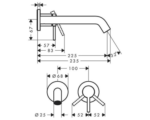 Hansgrohe Tecturis E Смеситель для раковины, встраиваемый, излив: 23см., цвет: белый матовый. 73351700