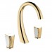 THG Infini white porcelain with gold decor Смеситель для раковины на 3 отверстия, с донным клапаном, цвет: полированное золото. U2F-F01-151