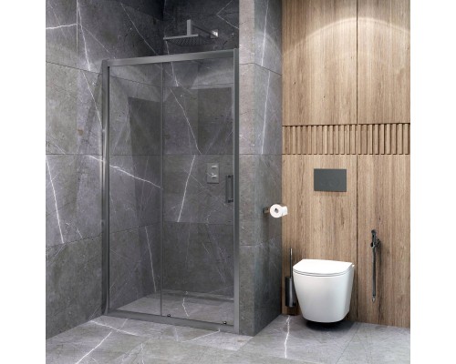 Душевая дверь в нишу EvaGold EG1C 120х190, профиль хром, стекло прозрачное