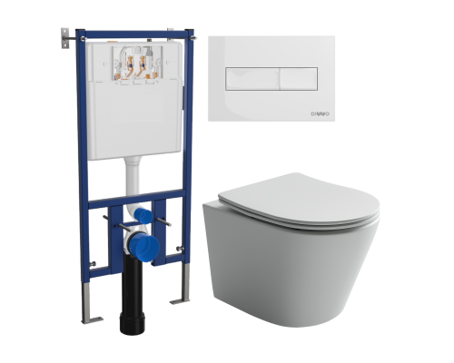 Комплект Унитаз подвесной Ceramicanova Balearica Rimless CN6000MW белый матовый + Инсталляция DIWO + Кнопка 7320 белая Комплект Унитаз подвесной Ceramicanova Balearica Rimless CN6000MW белый матовый + Инсталляция DIWO + Кнопка 7320 белая