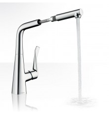 HG 14 821 000 Metris M71 Смеситель для кухни 315 мм, выдвижной Г излив, MagFit, 10 л/мин