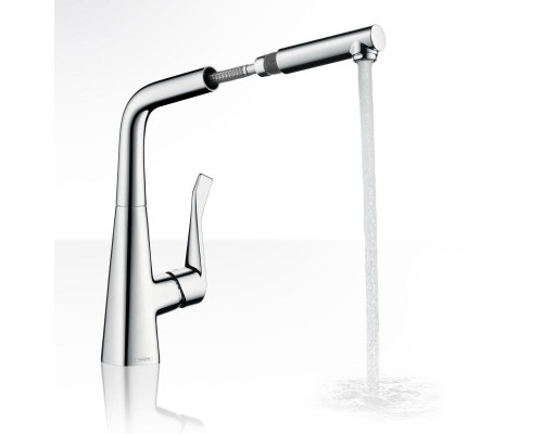 HG 14 821 000 Metris M71 Смеситель для кухни 315 мм, выдвижной Г излив, MagFit, 10 л/мин