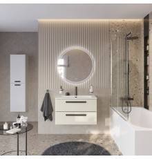 Мебель для ванной комнаты Cezares Eco Cer-N 80, брашированная альпака, раковина Eco 80, ручки матовые черные