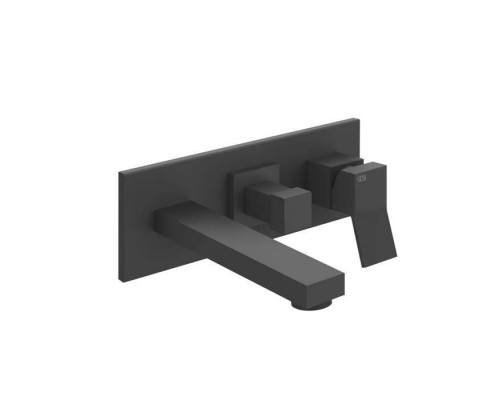 Gessi Rettangolo K Встраиваемый смеситель с изливом и переключателем PUSH, внешняя часть, цвет: black XL. 53136#299