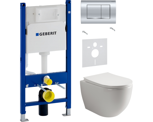 Комплект Унитаз подвесной Ceramicanova Mia Rimless CN1805 + Шумоизоляция Geberit 156.050.00.1 + Инсталляция Duofix Delta 458.163.21.1 с кнопкой смыва, хром Комплект Унитаз подвесной Ceramicanova Mia Rimless CN1805 + Шумоизоляция Geberit 156.050.00.1 + Инсталляция Duofix Delta 458.163.21.1 с кнопкой смыва, хром