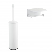 Набор Держатель Boheme Uno 10971-MW matt white с полкой для телефона + Ершик 10979-MW matt white