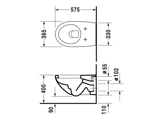 Duravit Architec Унитаз подвесной 57.5х36.5см, с вертикальным смывом, вкл. крепление Durafix, объем 4,5 л, Цвет: Белый. 2546090064