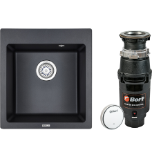 Комплект Мойка кухонная Granula 4651, шварц + Измельчитель Bort Master Eco Control