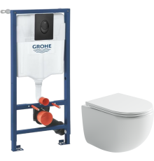 Комплект Унитаз подвесной Ceramicanova UP Rimless CN4007 белый + Инсталляция Grohe Rapid SL 1000044 3 в 1 с панелью смыва