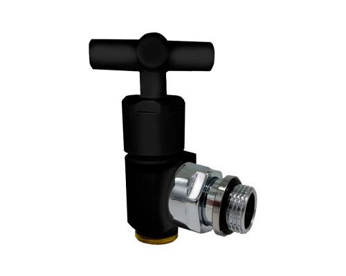 Угловой вентиль SR Rubinetterie 1/2 x 24/19 ручной, преобразуемый в термостатический, черный матовый 0385-1500VCPS