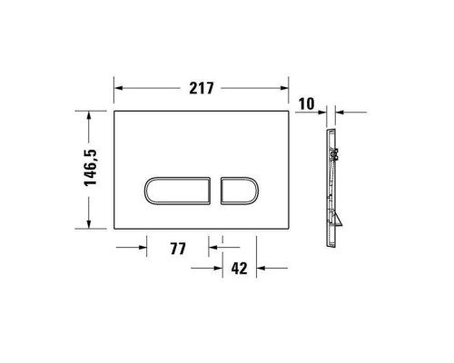 Duravit DuraSystem А1 Клавиша смыва для унитаза, 21.7х14.6см, двойной смыв, фронтальная пластина, цвет: хром. WD5001021000 Duravit DuraSystem А1 Клавиша смыва для унитаза, 21.7х14.6см, двойной смыв, фронтальная пластина, цвет: хром. WD5001021000