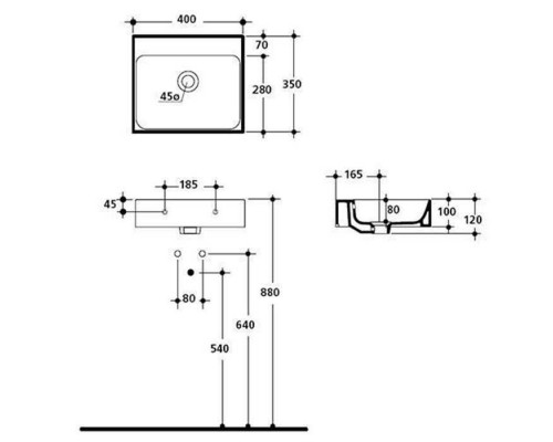 Kerasan Cento раковина 40х35см., подвесная, без отв., цвет: белый . 353901*0 Kerasan Cento раковина 40х35см., подвесная, без отв., цвет: белый . 353901*0
