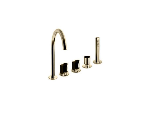 Fantini Venezia Смеситель для ванны, набортный, 5 отв., излив: 175 мм, цвет: Matt British Gold PVD. 29 P6 N465S,  29 P6 N448