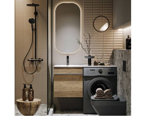 Мебель для ванной комнаты Aqwella Terra 53 L, подвесная, под стиральную машину, дуб балтийский