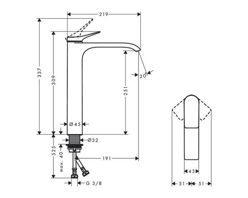 Hansgrohe Vivenis Смеситель для раковины , излив: 22см, цвет: черный матовый. 75042670