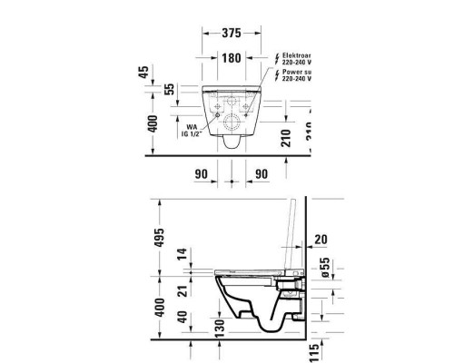 Duravit D-Neo Крышка Sensowash с возможностью подключения автосмыва. 614700012002340