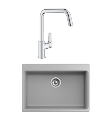 Комплект Мойка Rivelato Axel Х-70 grigio metallizzato + Смеситель Grohe Eurosmart