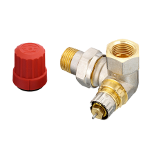 Клапан угловой трёхосевой левый Danfoss RTR-N для двухтрубной насосной системы отопления. 013G7022